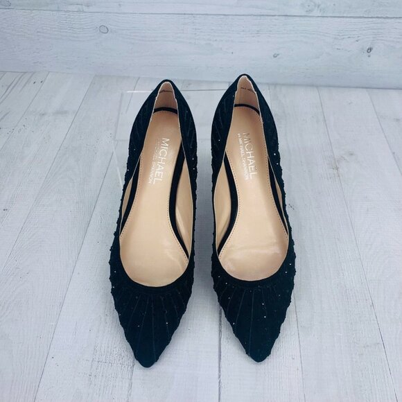 Michael By Michael Shannon SINDY Black Beaded Pointed Toe Slip On Flat Shoe Sz 7 - Picture 3 of 9